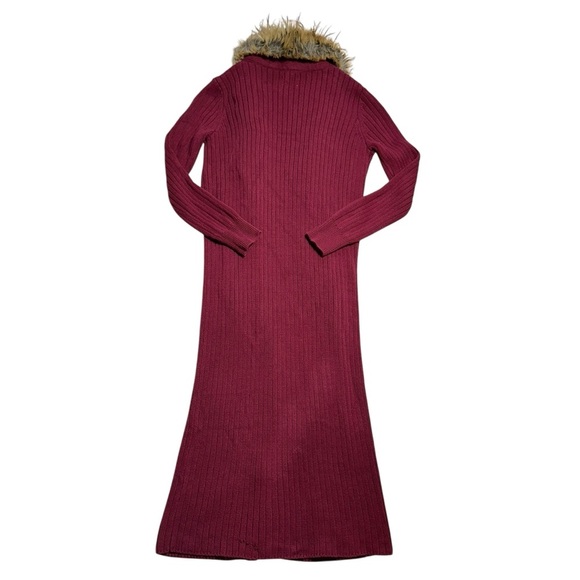 Show Me Your Mumu Wine Lombardi Long Faux Fur Knit Cardigan Womens M - Picture 10 of 10